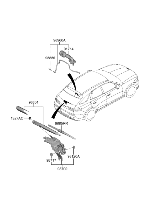 2023 Hyundai Genesis Electrified GV70 Rear Wiper & Washer Diagram