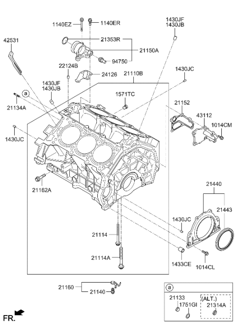 2015 Hyundai Santa Fe Cover Assembly-Oil Drain Diagram for 21160-3C710