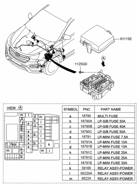 2013 Hyundai Santa Fe Upper Cover-E/R Junction Box Diagram for 91941-B8010