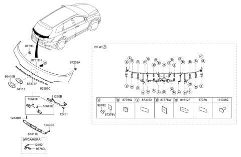 2015 Hyundai Santa Fe Garnish-Tail Gate,Upper Diagram for 87371-B8000-W9U