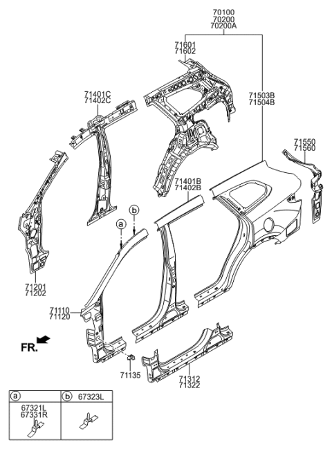 2014 Hyundai Santa Fe Panel Assembly-Pillar Outer,LH Diagram for 71110-B8A00