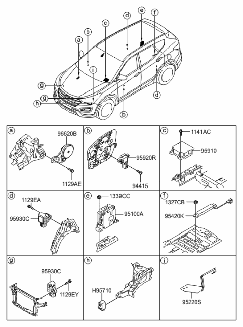 2013 Hyundai Santa Fe Module Assembly-Air Bag Control Diagram for 95910-B8050