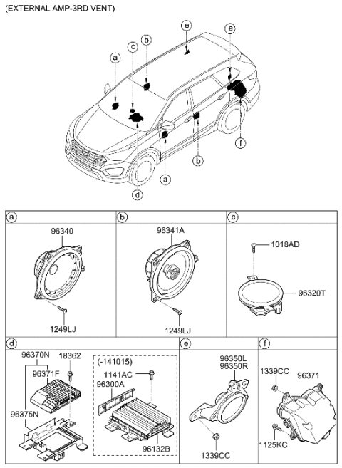 2015 Hyundai Santa Fe Rear Speaker Assembly. Right Diagram for 96361-B8200