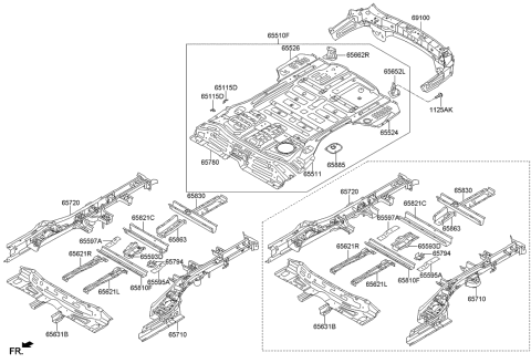 2014 Hyundai Santa Fe Panel Assembly-Rear Floor Front Complete Diagram for 65510-B8000