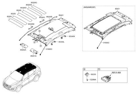 2015 Hyundai Santa Fe Headlining Assembly Diagram for 85410-B8920-VYN