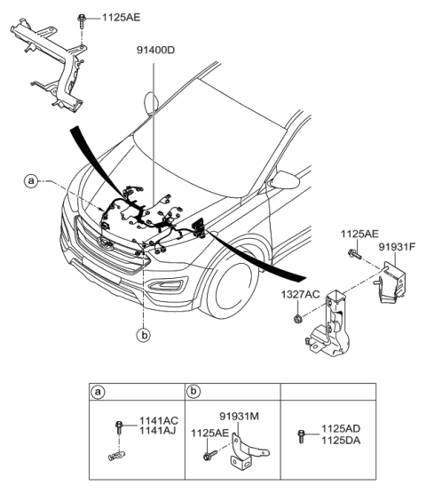 2013 Hyundai Santa Fe Wiring Assembly-Control Diagram for 91440-B8010