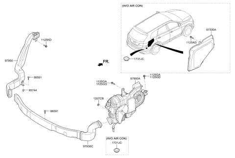 2014 Hyundai Santa Fe A/C System-Rear Diagram 1