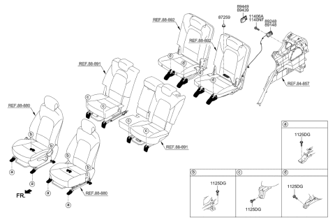 2015 Hyundai Santa Fe Lever Assembly-Seat Back Folding,R Diagram for 89440-B8000-RYN
