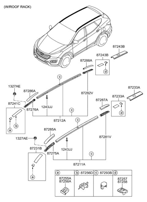 2014 Hyundai Santa Fe Moulding Assembly-Roof Rear,LH Diagram for 87231-B8510
