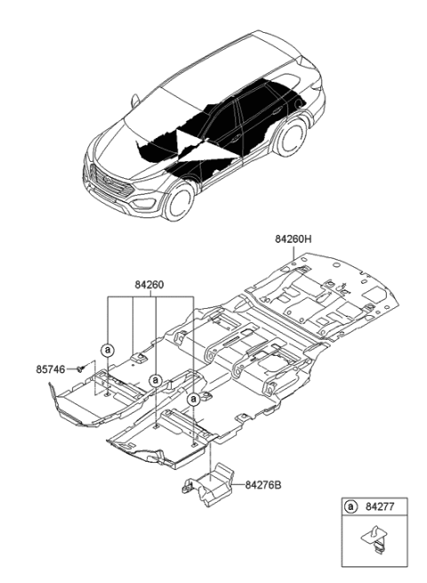 2014 Hyundai Santa Fe Carpet Assembly-Floor Diagram for 84260-B8100-NBC
