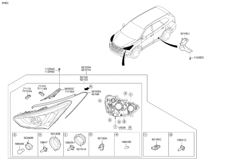 2015 Hyundai Santa Fe Bracket-Headlamp,RH Diagram for 92142-2W000