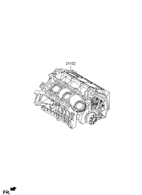 2014 Hyundai Santa Fe Reman Short Engine Diagram for 263R2-3CA00-HRM