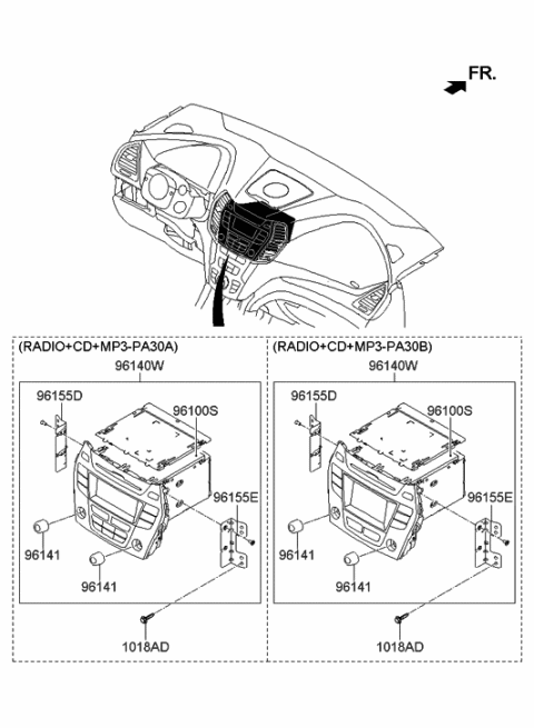 2014 Hyundai Santa Fe Audio Assembly Diagram for 96180-B8950-4XFLT