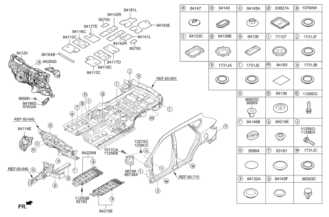 2015 Hyundai Santa Fe Cover-Under Center Floor Outer,LH Diagram for 84215-2W000