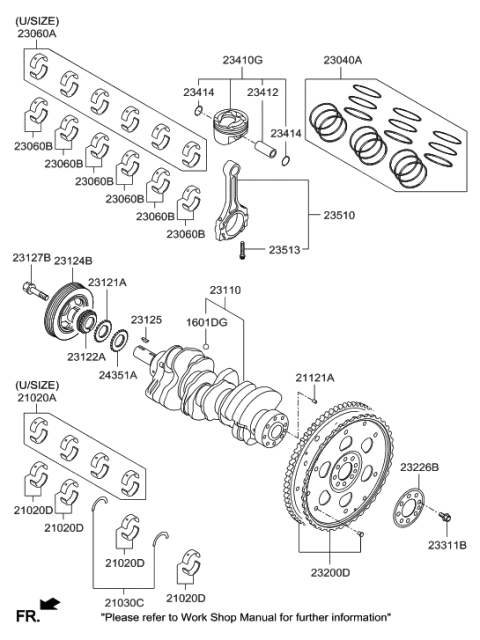 2014 Hyundai Santa Fe Crankshaft Assembly Diagram for 23110-3L100
