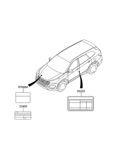 2014 Hyundai Santa Fe Label-Tire Pressure Diagram for 05203-B8670