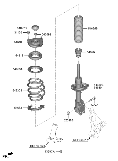 2021 Hyundai Nexo Strut Assembly, Front, Right Diagram for 54651-M5100