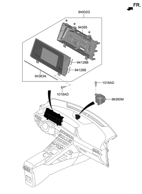 2022 Hyundai Nexo Cluster Speaker Assembly Diagram for 94100-M5000