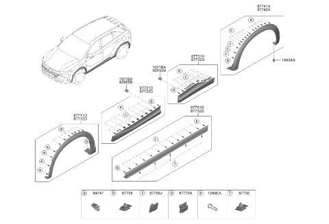 2021 Hyundai Nexo Body Side Moulding Diagram
