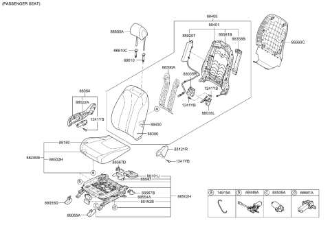 2019 Hyundai Nexo Front Right-Hand Seat Back Covering Assembly Diagram for 88460-M5030-YFT