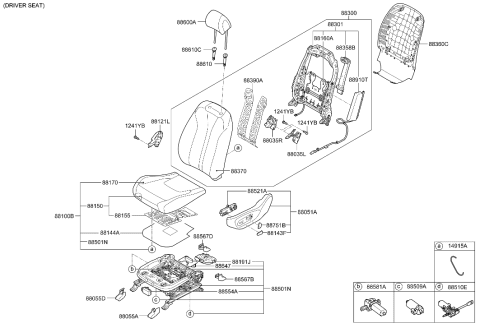 2022 Hyundai Nexo Front Cushion Covering, Left Diagram for 88160-M5010-YFS
