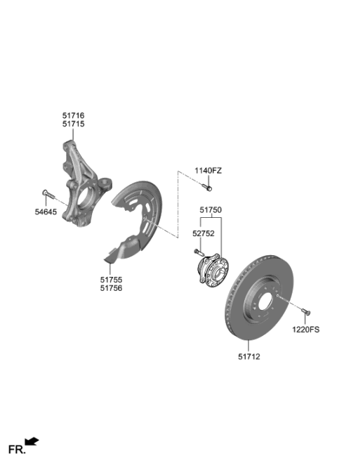 2020 Hyundai Nexo Front Wheel Hub Assembly Diagram for 51730-M5000