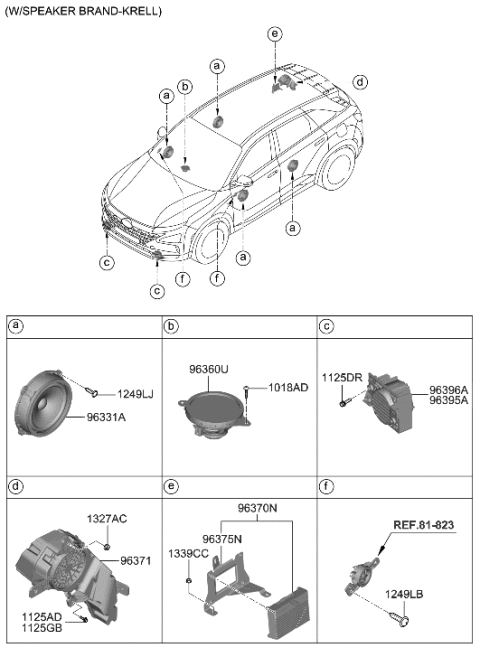 2022 Hyundai Nexo Vess Speaker Assembly Left Diagram for 96395-M5000