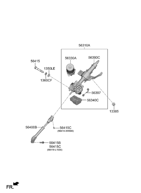 2023 Hyundai Venue Joint Assembly-Steering Diagram for 56400-H5000