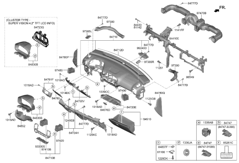 2023 Hyundai Venue Handle Assembly-Hood Latch Release Diagram for 81180-H8000-NNB