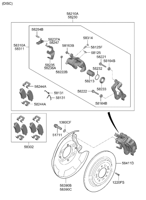 2023 Hyundai Venue Rear Wheel Brake Diagram 1