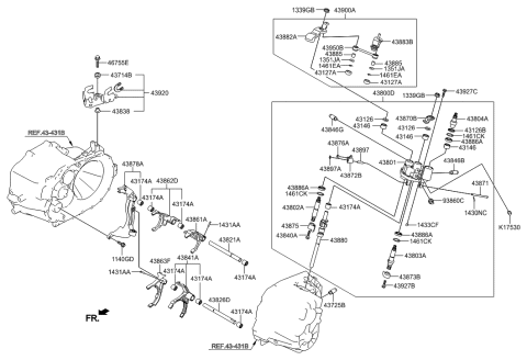 2009 Hyundai Santa Fe Bracket Assembly-Shift Control Cable Diagram for 43920-24341