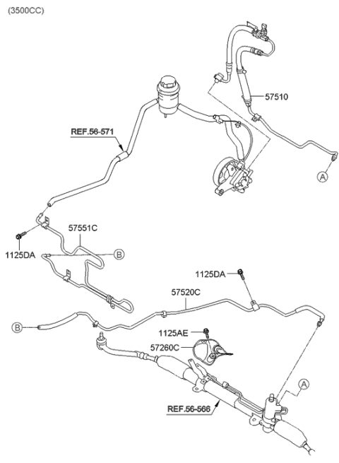2009 Hyundai Santa Fe Power Steering Oil Line Diagram 2