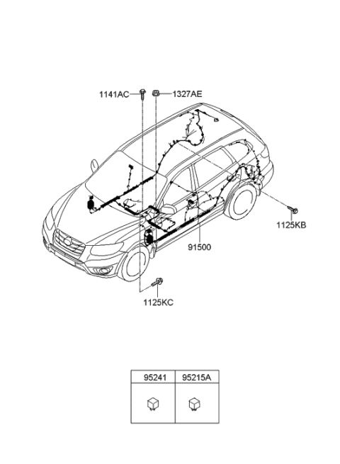 2009 Hyundai Santa Fe Wiring Assembly-Floor Diagram for 91554-0W150