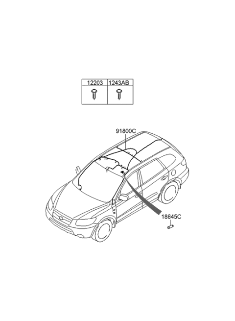 2009 Hyundai Santa Fe Sunvisor & Head Lining Diagram 2