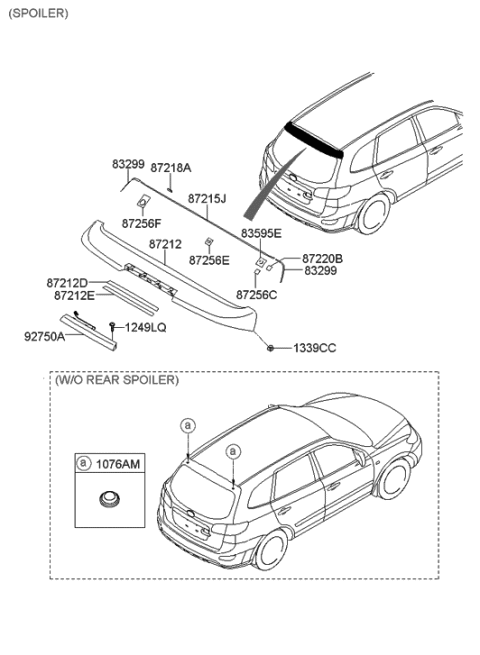 2009 Hyundai Santa Fe Roof Garnish & Rear Spoiler Diagram 3