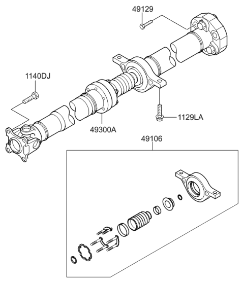 2009 Hyundai Santa Fe Shaft Assembly-PROPELLER Diagram for 49300-2B850