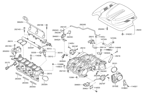 2010 Hyundai Santa Fe Gasket-Intake Manifold,Rear Diagram for 28314-2G000
