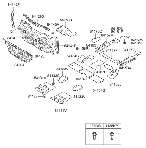 2010 Hyundai Santa Fe Pad-Antivibration Rear Floor No.3 Diagram for 84157-2P000