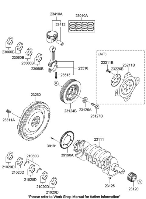 2009 Hyundai Santa Fe Key-Crankshaft Diagram for 23125-22020