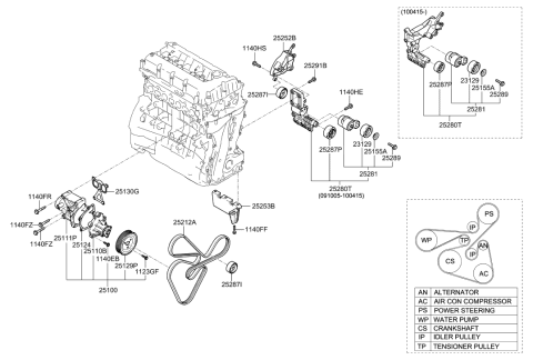 2010 Hyundai Santa Fe Bracket-Power Steering Pump Mounting Diagram for 25252-2G000