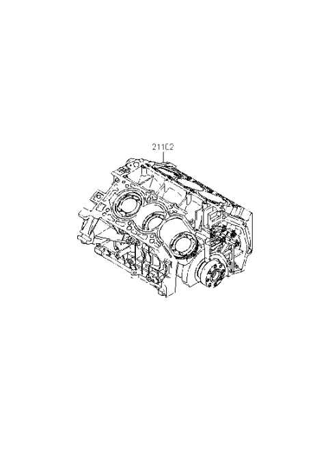 2010 Hyundai Santa Fe Engine Assembly-Short Diagram for 21102-2GK00-A