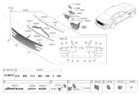 2023 Hyundai Genesis G80 Clip-MOULDING MTG Diagram for 87382-2W000