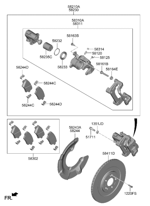 2023 Hyundai Genesis G80 Rear Wheel Brake Diagram