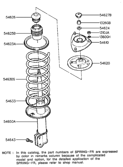 1991 Hyundai Sonata Spring,Upper Seat Assembly Diagram for 54620-33000