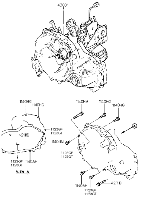1993 Hyundai Sonata Transaxle Assembly-Manual Diagram for 43000-34300
