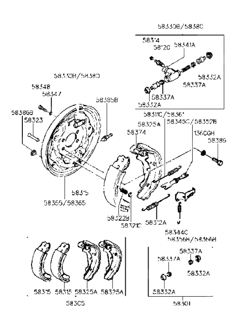 1988 Hyundai Sonata Rear Wheel Brake Diagram 1