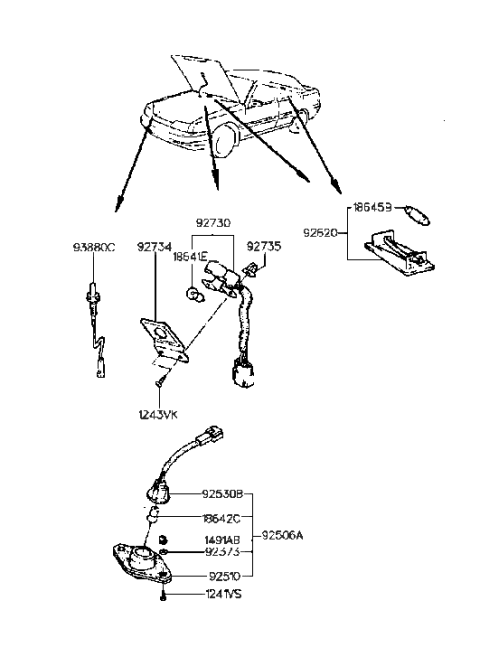 1989 Hyundai Sonata Bulb Diagram for 18641-06002