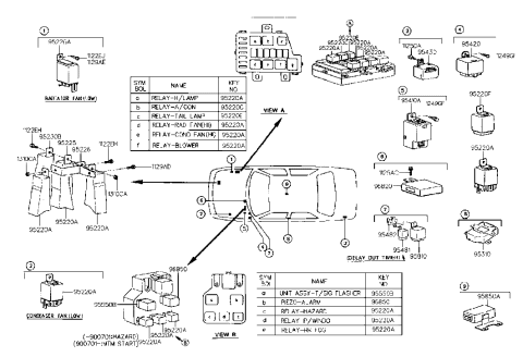 1993 Hyundai Sonata Module Assembly-Automatic Transaxle Key Lock Control Diagram for 95850-23001