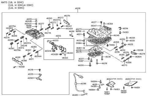 1991 Hyundai Sonata Valve-Automatic TRANSAXLE Upper Valve BODAY Shift Control Diagram for 46372-34010