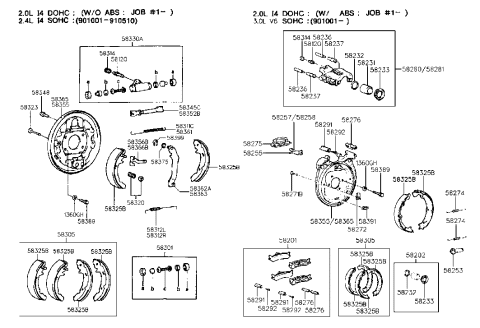 1991 Hyundai Sonata Plug Assembly-Rear Brake Diagram for 58385-31000